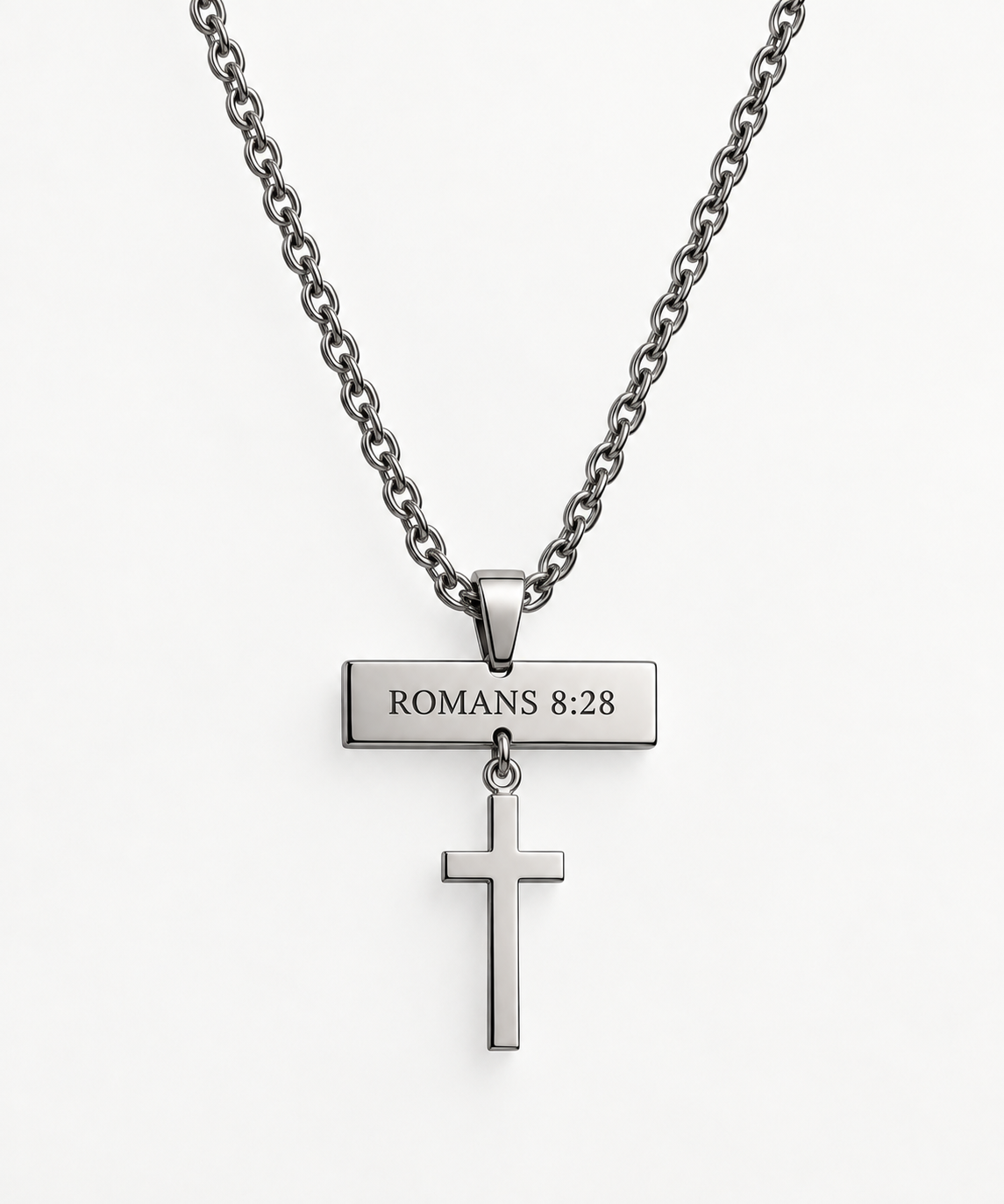 Preview of the bar pendant engraved with ROMANS 8:28