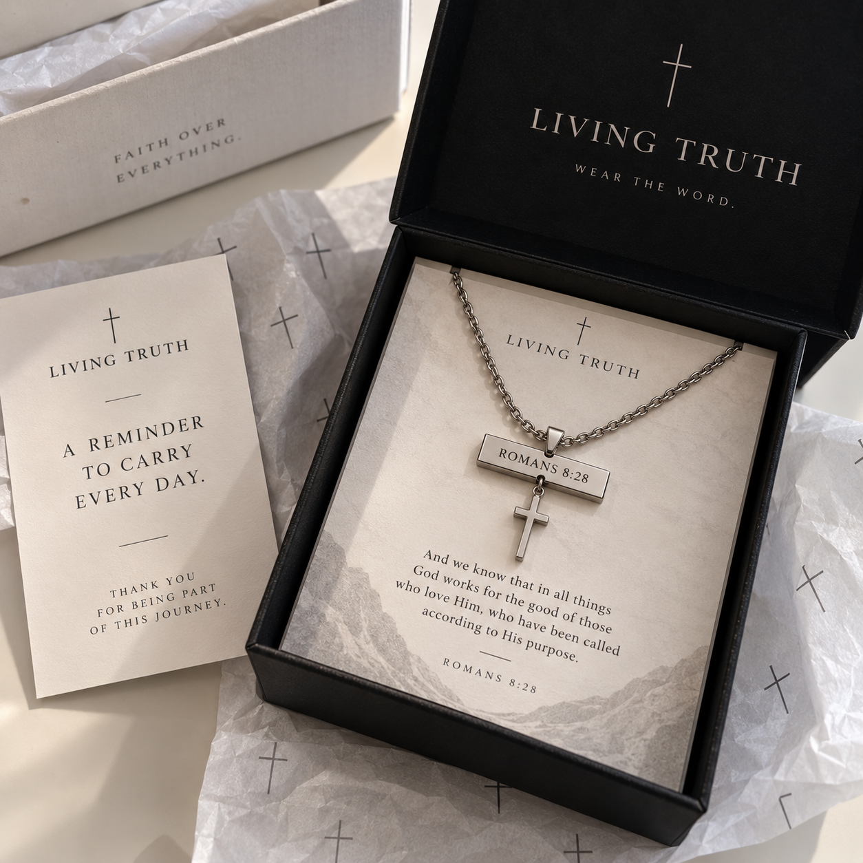 Living Truth gift box with scripture card and necklace